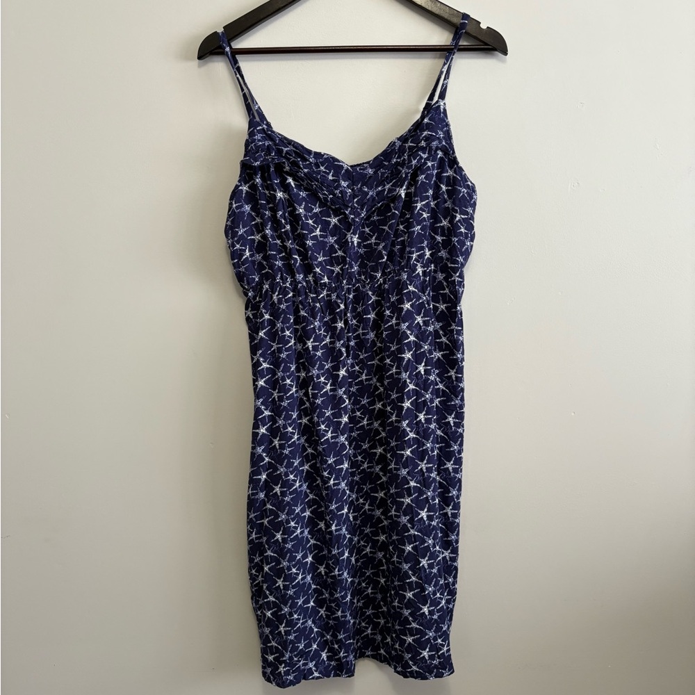 Navy Blue Star Print Spaghetti Strap Dress Reitmans Size 18